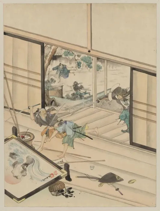 Framed Print : Juichidanme - act eleven of the Chushingura - assualt on Kir Framed Print : Juichidanme - act eleven of the Chushingura - assualt on Kir