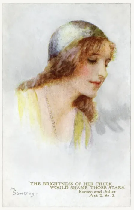 Framed Print : Juliet. Pub: Humphrey Milford, Postcards for the Little Ones Framed Print : Juliet. Pub: Humphrey Milford, Postcards for the Little Ones