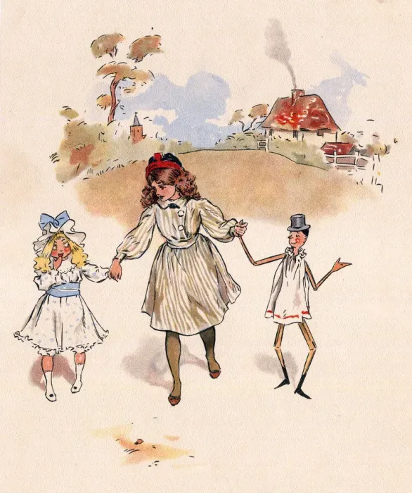 Framed Print : Jumbles by Lewis Baumer - Girl and Dolls Framed Print : Jumbles by Lewis Baumer - Girl and Dolls