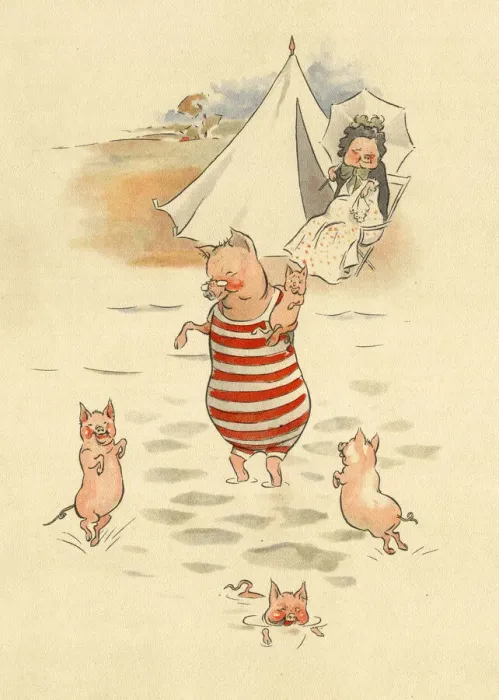 Framed Print : Jumbles by Lewis Baumer - Pigs on the Beach
