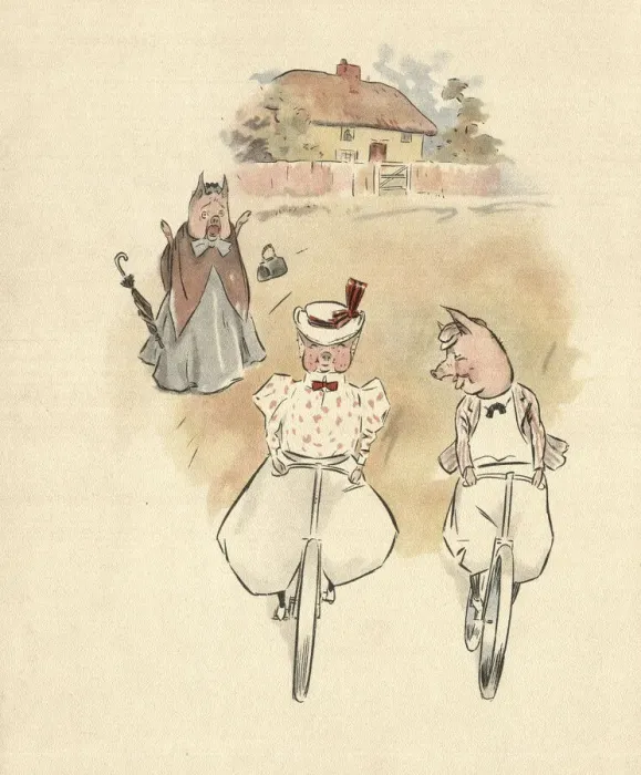 Framed Print : Jumbles by Lewis Baumer - Pigs Cycling Framed Print : Jumbles by Lewis Baumer - Pigs Cycling