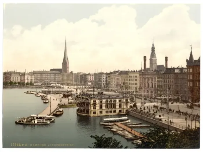 Framed Print : Jungfernsteig from the North, Hamburg, Germany Framed Print : Jungfernsteig from the North, Hamburg, Germany