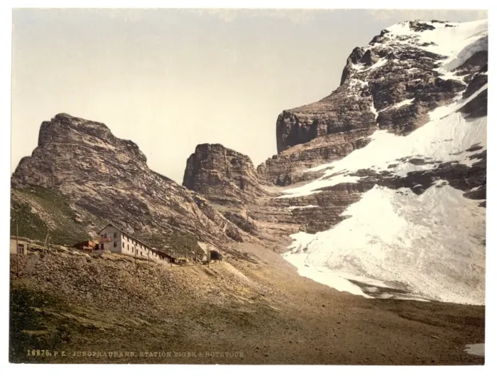 Framed Print : Jungfrau, railroad station, Eiger and Rothstock, Bernese Obe Framed Print : Jungfrau, railroad station, Eiger and Rothstock, Bernese Obe