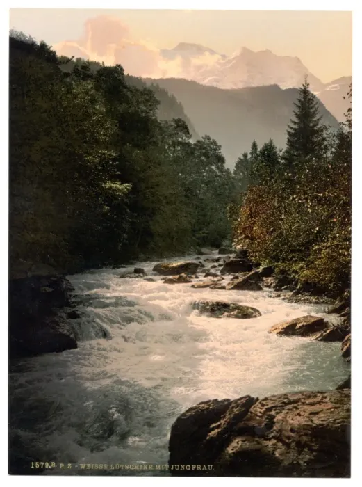 Framed Print : Jungfrau and Silberhorn and White Lutschine, Bernese Oberlan Framed Print : Jungfrau and Silberhorn and White Lutschine, Bernese Oberlan