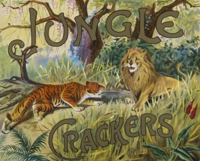 Framed Print : Jungle Crackers box label design Framed Print : Jungle Crackers box label design
