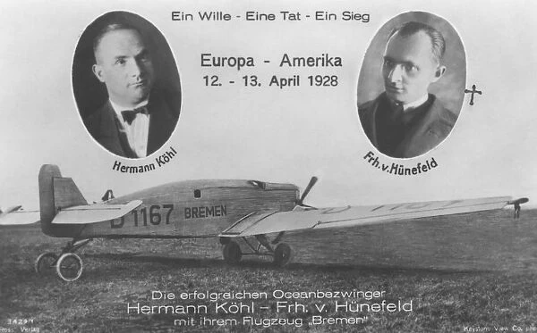 Junkers F. Hermann Koehl and Guenther Von Huenefeld Made Along with Major