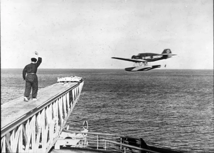 Framed Print : Junkers Ju46 of Lufthansa shortly after being catapulted Framed Print : Junkers Ju46 of Lufthansa shortly after being catapulted