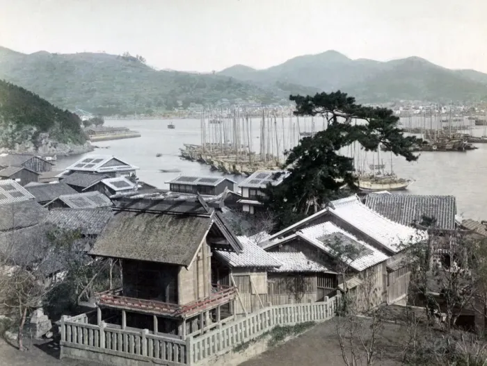 Framed Print : Junks at Naminohira, Nagasaki, Japan circa 1880s. Date: circa 1880s Framed Print : Junks at Naminohira, Nagasaki, Japan circa 1880s. Date: circa 1880s