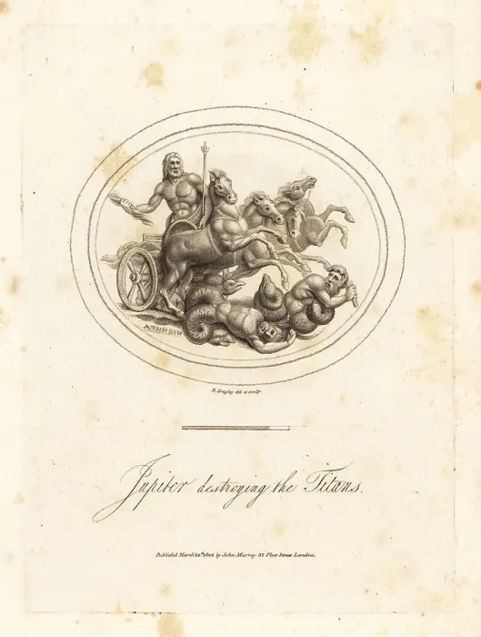 Framed Print : Jupiter in a chariot crushing the Titans Framed Print : Jupiter in a chariot crushing the Titans