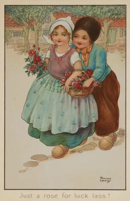 Framed Print : Just a Rose for Luck Lass! by Florence Hardy Framed Print : Just a Rose for Luck Lass! by Florence Hardy