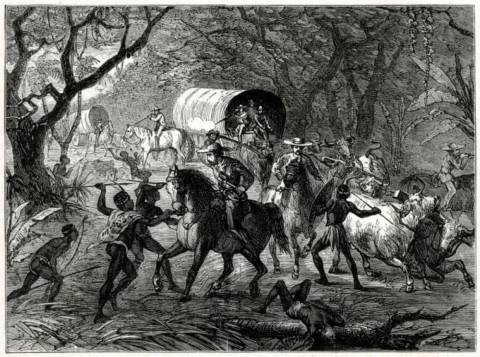 Framed Print : Kaffir Attack on an English Convoy, Kaffir Wars (there were nine wars or conflicts Framed Print : Kaffir Attack on an English Convoy, Kaffir Wars (there were nine wars or conflicts