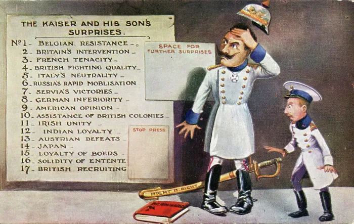 Framed Print : The Kaiser and His Son's Surprises WWI cartoon Framed Print : The Kaiser and His Son's Surprises WWI cartoon