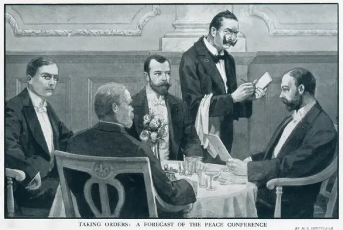 Framed Print : Kaiser as a waiter: a WW1 peace conference imagined, 1915