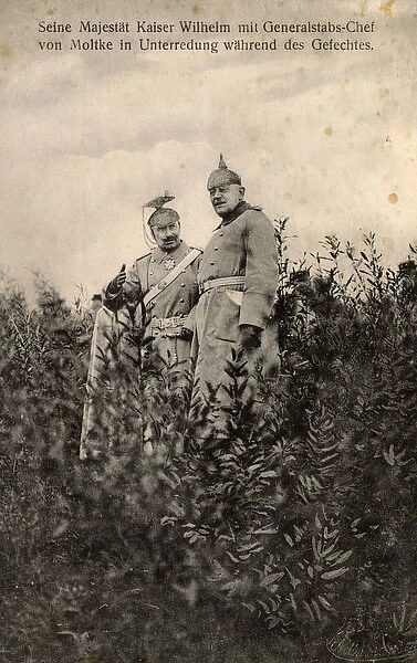 Kaiser Wilhelm II and General Von Moltke on field of Battle