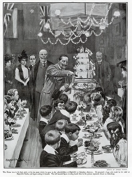 Kaiser Wilhelm II Visiting Children in a School 1907