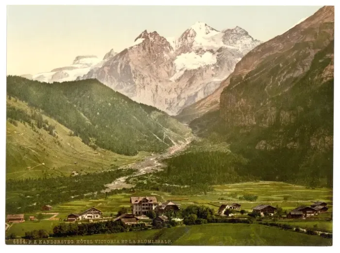 Framed Print : Kandersteg, Hotel Victoria and Blumlisalp, Bernese Oberland Framed Print : Kandersteg, Hotel Victoria and Blumlisalp, Bernese Oberland