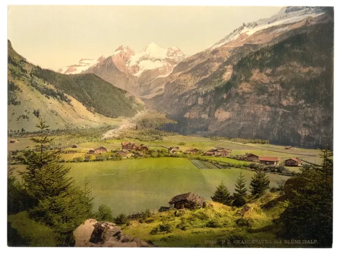 Framed Print : Kandersteg village and Blumlisalp mountain group, Bernese Ob Framed Print : Kandersteg village and Blumlisalp mountain group, Bernese Ob