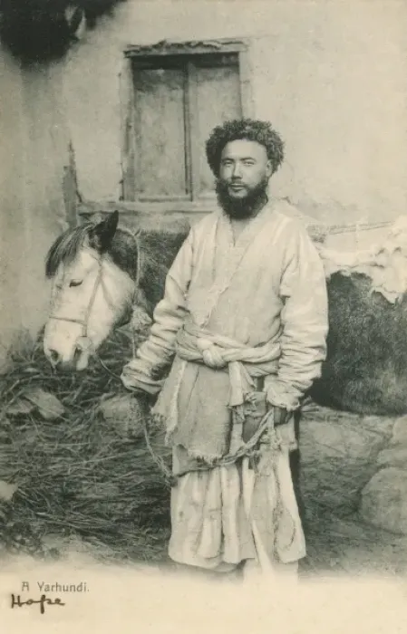 Framed Print : Kashmir, India - A Uighur Man and Mule Framed Print : Kashmir, India - A Uighur Man and Mule