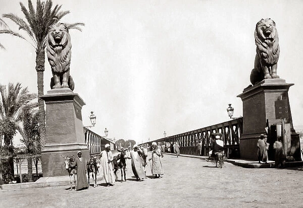 Kasr-el-Nil Bridge Cairo, Egypt, circa 1890