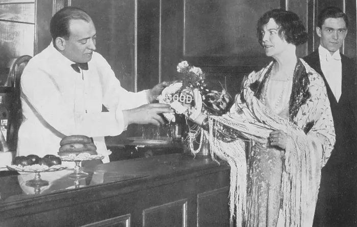 Framed Print : Kate Evelyn Ma Meyrick (1875 -1933), an Irish business woman and Queen of the London nightclub scene, pictured at the 43 with Hugo, the famous barman there Framed Print : Kate Evelyn Ma Meyrick (1875 -1933), an Irish business woman and Queen of the London nightclub scene, pictured at the 43 with Hugo, the famous barman there