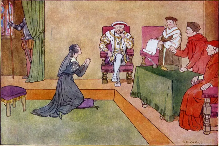 Framed Print : Katharine of Aragon pleads to stay with Henry VIII Framed Print : Katharine of Aragon pleads to stay with Henry VIII