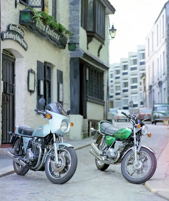 Framed Print : Kawasaki Z 1000 Z1-R and KH 400 motorbikes Framed Print : Kawasaki Z 1000 Z1-R and KH 400 motorbikes