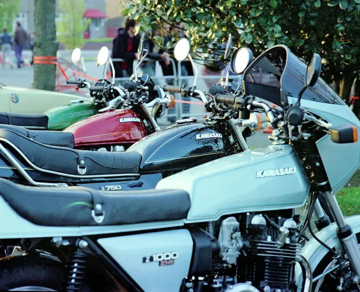Framed Print : Kawasaki Z 1000 Z1-R, Z-750, KL 250 and KH 400 motorbikes Framed Print : Kawasaki Z 1000 Z1-R, Z-750, KL 250 and KH 400 motorbikes