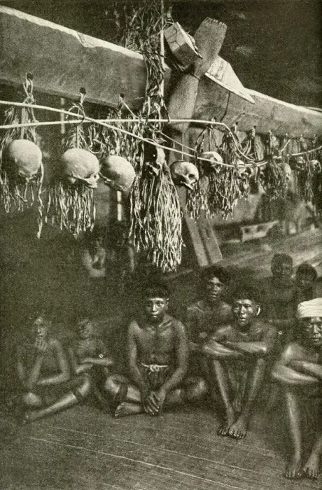 Framed Print : Kayan men in long house with skulls, Borneo, SE Asia Framed Print : Kayan men in long house with skulls, Borneo, SE Asia