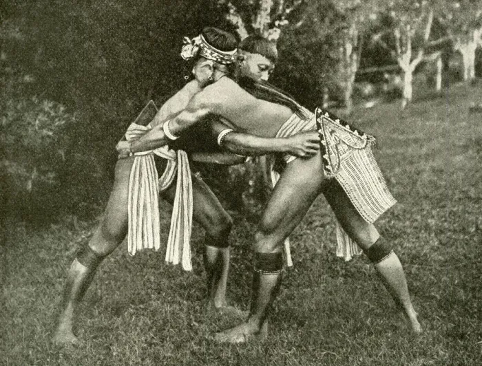 Framed Print : Two Kayan wrestlers of Borneo, SE Asia Framed Print : Two Kayan wrestlers of Borneo, SE Asia