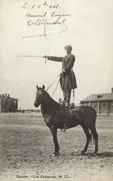 Kazakhstan - Cossack standing on horseback