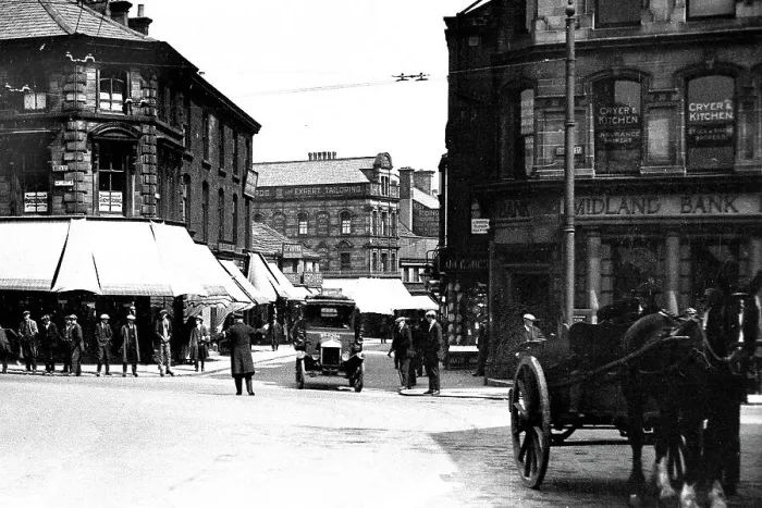 Framed Print : Keighley North Street Corner probably 1920s Framed Print : Keighley North Street Corner probably 1920s
