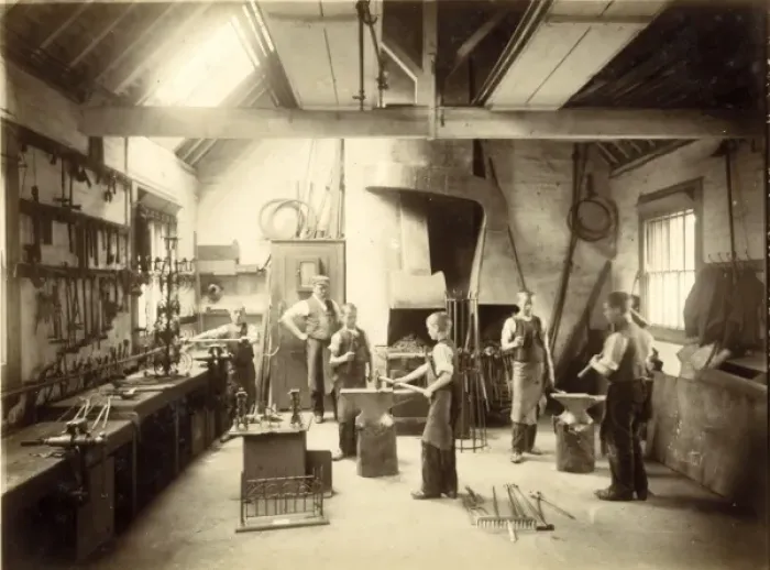Framed Print : Kensington & Chelsea District School, blacksmiths shop Framed Print : Kensington & Chelsea District School, blacksmiths shop