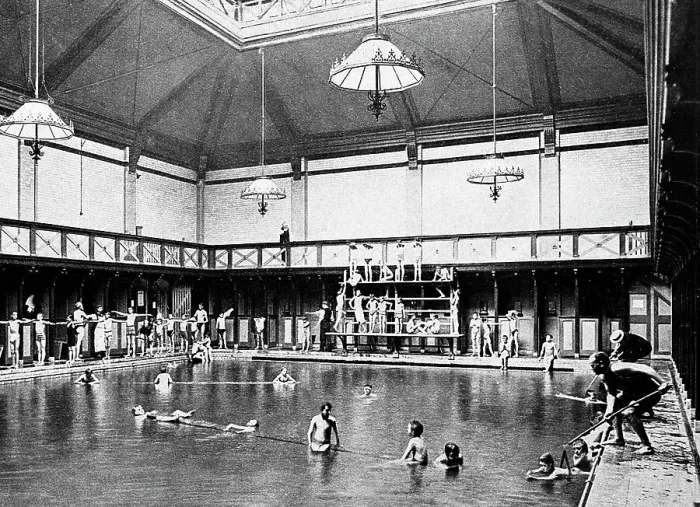 Framed Print : Kensington Public Baths London probably 1920s Framed Print : Kensington Public Baths London probably 1920s