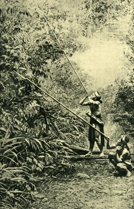 Framed Print : Kenyah men using their blowpipes, Borneo, SE Asia Framed Print : Kenyah men using their blowpipes, Borneo, SE Asia