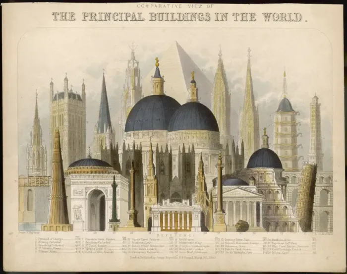 Framed Print : Key Buildings 1850 / World Framed Print : Key Buildings 1850 / World