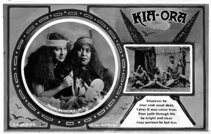 Framed Print : Kia Ora - New Zealand tourist postcard Framed Print : Kia Ora - New Zealand tourist postcard