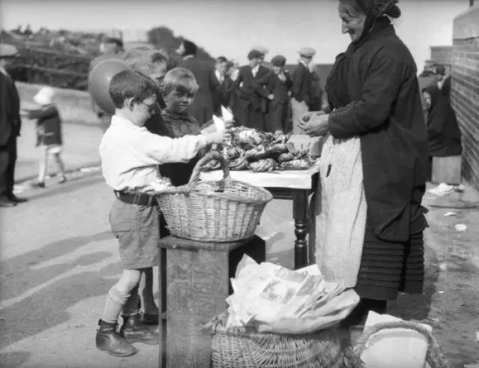 Framed Print : Kids Buying Crabs Framed Print : Kids Buying Crabs