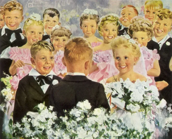 Framed Print : Kids Mock Wedding Date: 1948 Framed Print : Kids Mock Wedding Date: 1948