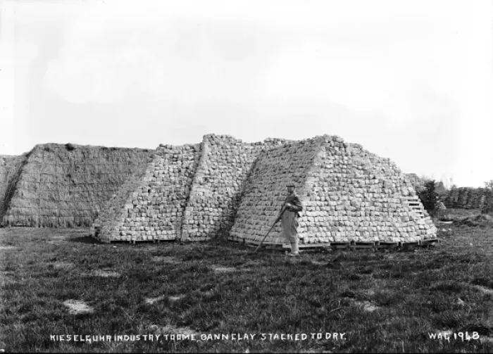 Framed Print : Kieselguhr Industry Toome, Bann Clay Stacked to Dry Framed Print : Kieselguhr Industry Toome, Bann Clay Stacked to Dry