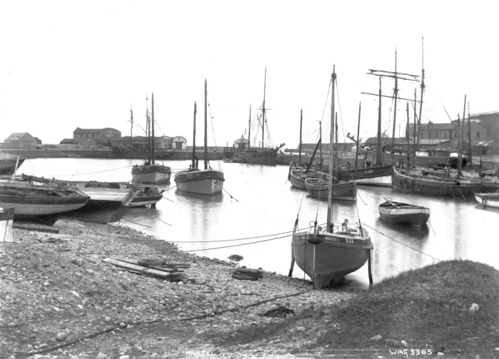Framed Print : Kilkeel - a view of the fishing boats and the harbour buildings in the background Framed Print : Kilkeel - a view of the fishing boats and the harbour buildings in the background