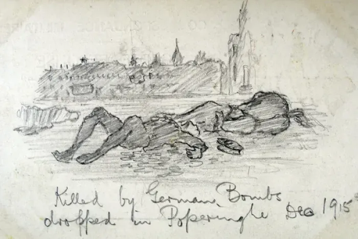 Framed Print : Killed by German Bombs dropped in Poperinghe, Dec 1915 Framed Print : Killed by German Bombs dropped in Poperinghe, Dec 1915