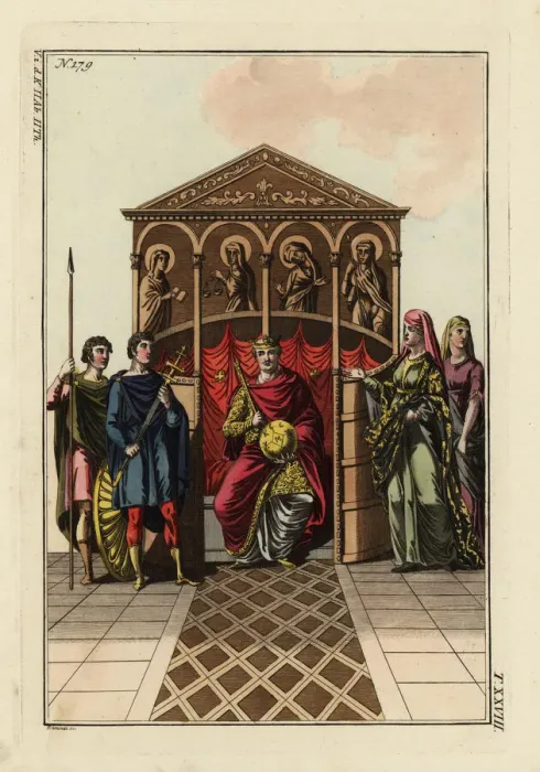 Framed Print : King Charles the Bald (823-877) on the throne