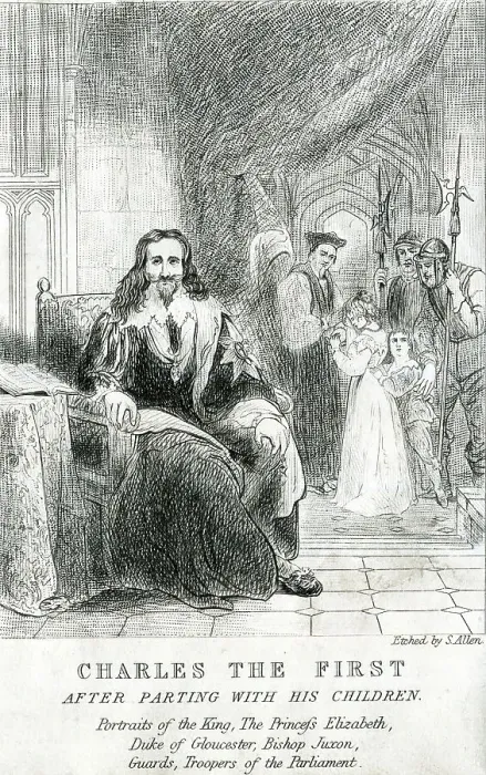 Framed Print : King Charles I after parting with his children, Civil War Framed Print : King Charles I after parting with his children, Civil War