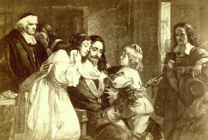 Framed Print : King Charles I says farewell to his family Framed Print : King Charles I says farewell to his family