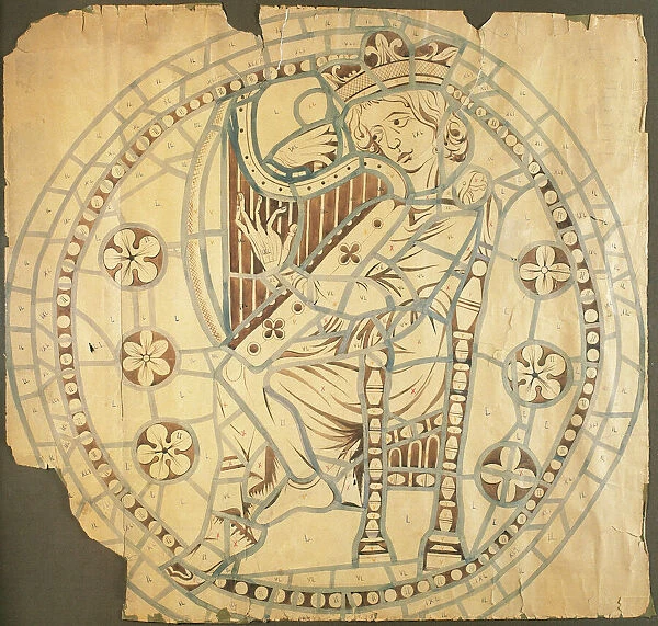 King David. Drawing for the rose window of the Cathedral of