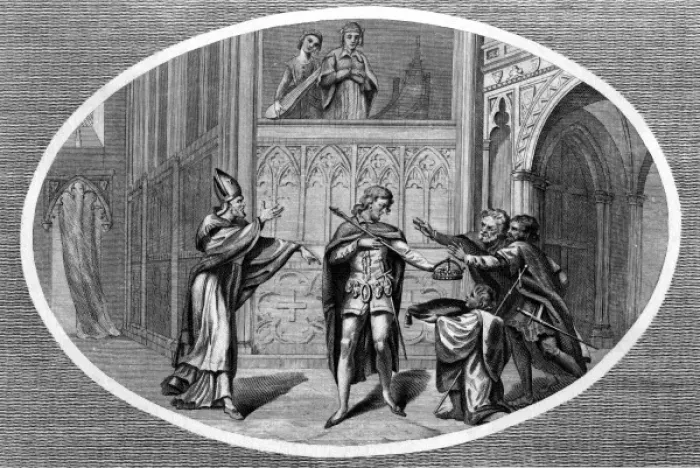 Framed Print : King Edgar is reproached by Dunstan Framed Print : King Edgar is reproached by Dunstan