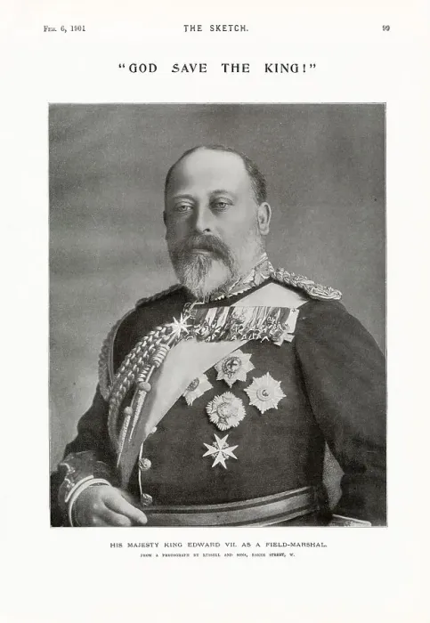 Framed Print : King Edward VII (1841 - 1910), King of the United Kingdom and the British Dominions, and Emperor of India, reigning from 22th January 1901 until his death in 1910 Framed Print : King Edward VII (1841 - 1910), King of the United Kingdom and the British Dominions, and Emperor of India, reigning from 22th January 1901 until his death in 1910