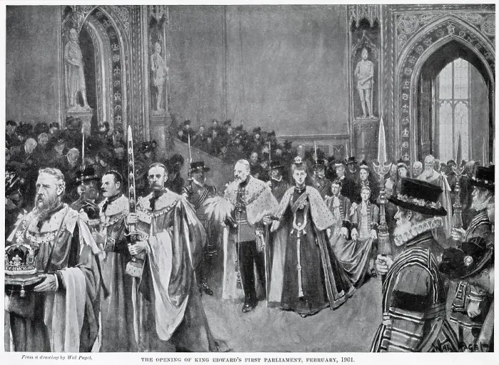 Framed Print : King Edward's First Opening of Parliament 1901 Framed Print : King Edward's First Opening of Parliament 1901