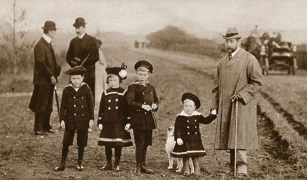 King George V and his first four children - country scene