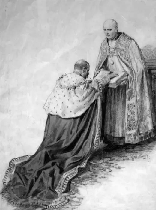 Framed Print : King George V kneeling at Coronation Framed Print : King George V kneeling at Coronation